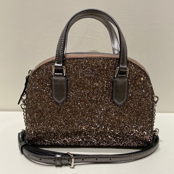 Kate Spade- Laurel Way Mini Riley Glitter Satchel/ Crossbody in Gun Metal - Picture 1 of 8